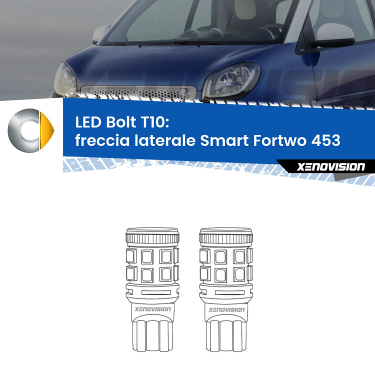 <strong>Freccia laterale LED per Smart Fortwo</strong> 453 2014 in poi. Coppia lampade <strong>T10</strong> modello Bolt canbus.