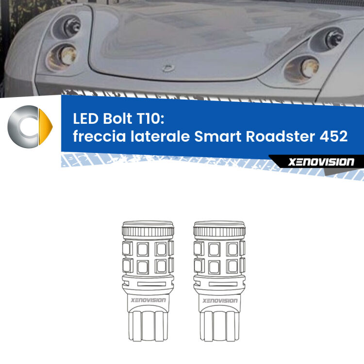 <strong>Freccia laterale LED per Smart Roadster</strong> 452 2003 - 2005. Coppia lampade <strong>T10</strong> modello Bolt canbus.