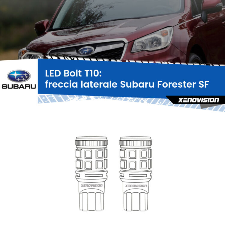 <strong>Freccia laterale LED per Subaru Forester</strong> SF 1997 - 2002. Coppia lampade <strong>T10</strong> modello Bolt canbus.