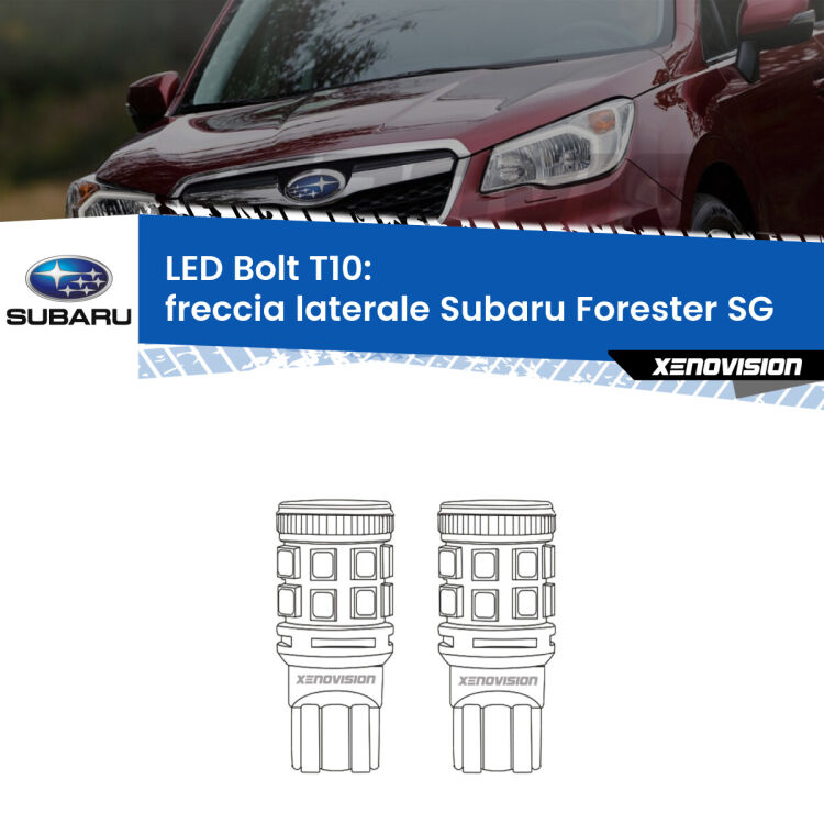 <strong>Freccia laterale LED per Subaru Forester</strong> SG 2002 - 2012. Coppia lampade <strong>T10</strong> modello Bolt canbus.