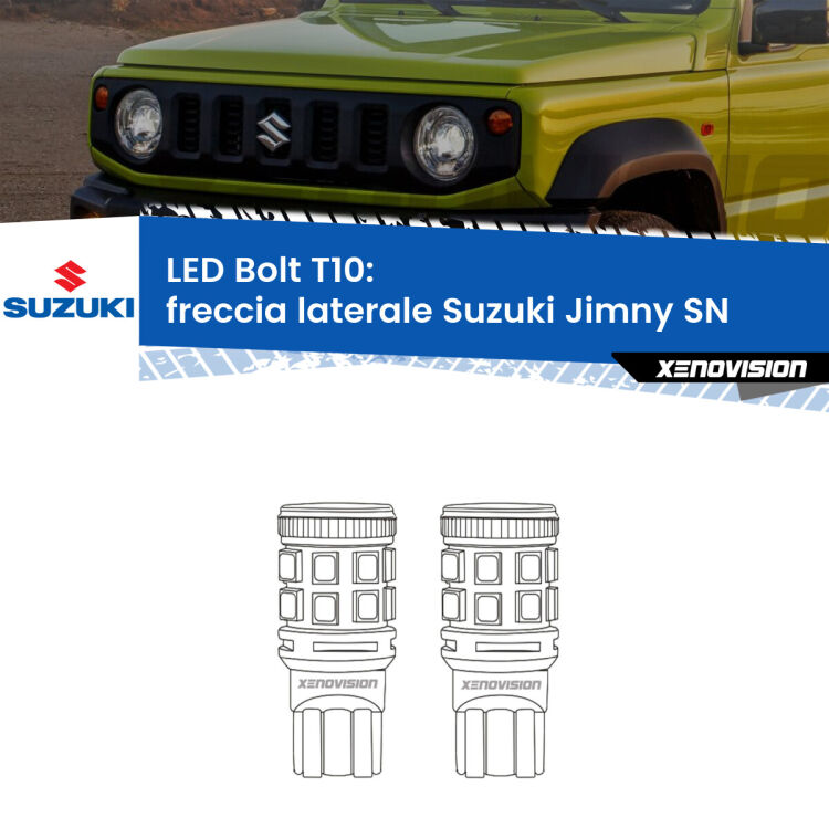 <strong>Freccia laterale LED per Suzuki Jimny</strong> SN 1998 in poi. Coppia lampade <strong>T10</strong> modello Bolt canbus.