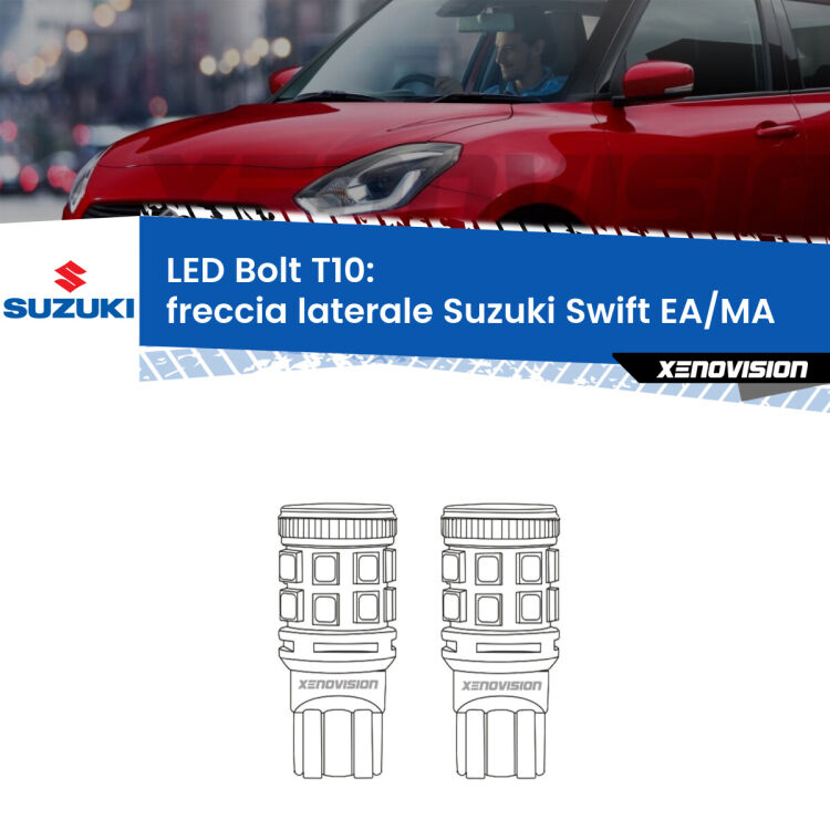 <strong>Freccia laterale LED per Suzuki Swift</strong> EA/MA 1989 - 2003. Coppia lampade <strong>T10</strong> modello Bolt canbus.