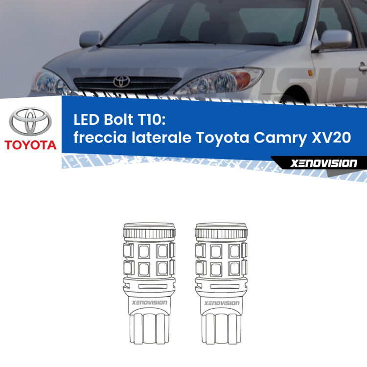 <strong>Freccia laterale LED per Toyota Camry</strong> XV20 1996 - 2001. Coppia lampade <strong>T10</strong> modello Bolt canbus.