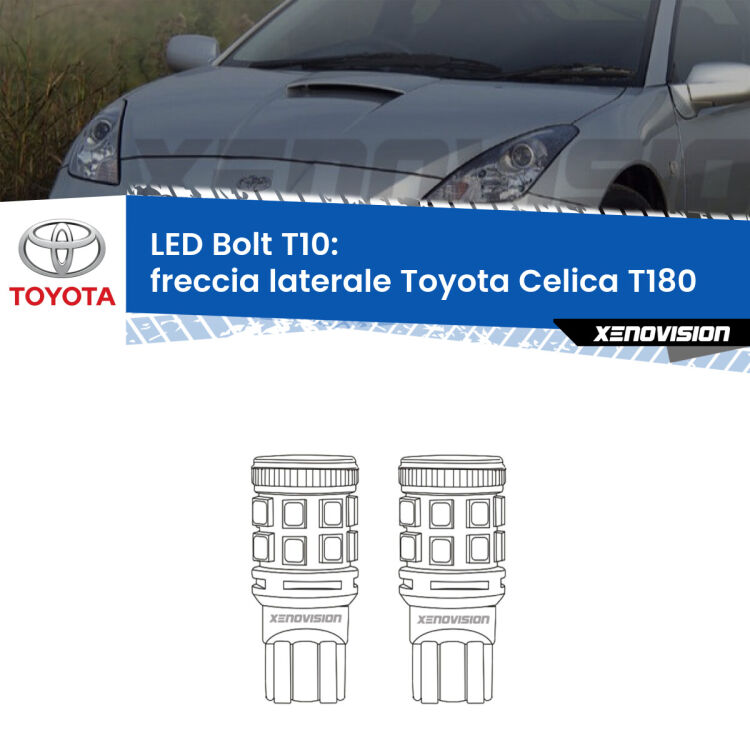 <strong>Freccia laterale LED per Toyota Celica</strong> T180 1989 - 1993. Coppia lampade <strong>T10</strong> modello Bolt canbus.