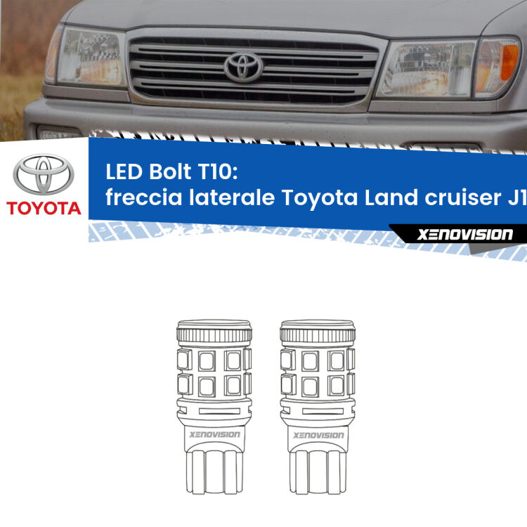 <strong>Freccia laterale LED per Toyota Land cruiser</strong> J100 1998 - 2007. Coppia lampade <strong>T10</strong> modello Bolt canbus.