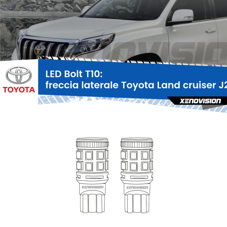 <strong>Freccia laterale LED per Toyota Land cruiser</strong> J200 2007 in poi. Coppia lampade <strong>T10</strong> modello Bolt canbus.