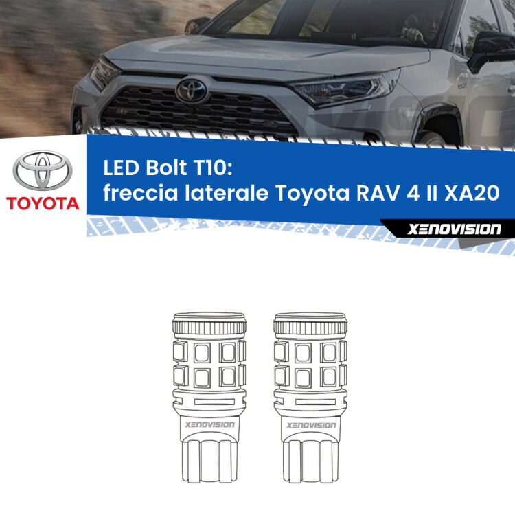 <strong>Freccia laterale LED per Toyota RAV 4 II</strong> XA20 2000 - 2005. Coppia lampade <strong>T10</strong> modello Bolt canbus.