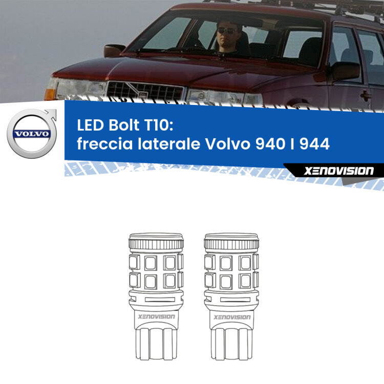 <strong>Freccia laterale LED per Volvo 940 I</strong> 944 1990 - 1994. Coppia lampade <strong>T10</strong> modello Bolt canbus.