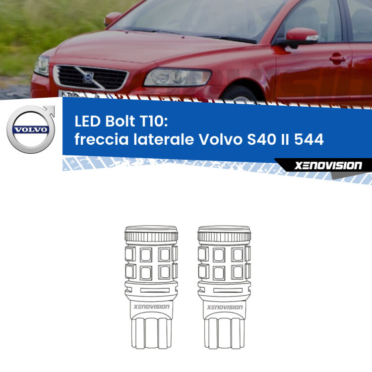 <strong>Freccia laterale LED per Volvo S40 II</strong> 544 2004 - 2012. Coppia lampade <strong>T10</strong> modello Bolt canbus.