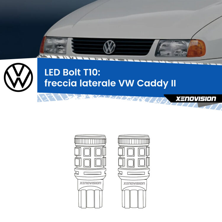 <strong>Freccia laterale LED per VW Caddy II</strong>  faro bianco. Coppia lampade <strong>T10</strong> modello Bolt canbus.