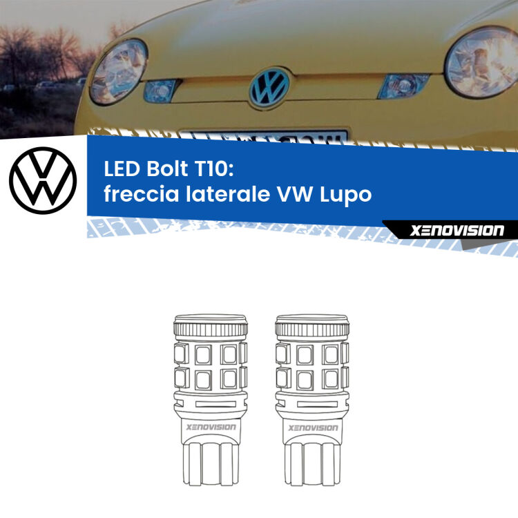 <strong>Freccia laterale LED per VW Lupo</strong>  faro bianco. Coppia lampade <strong>T10</strong> modello Bolt canbus.