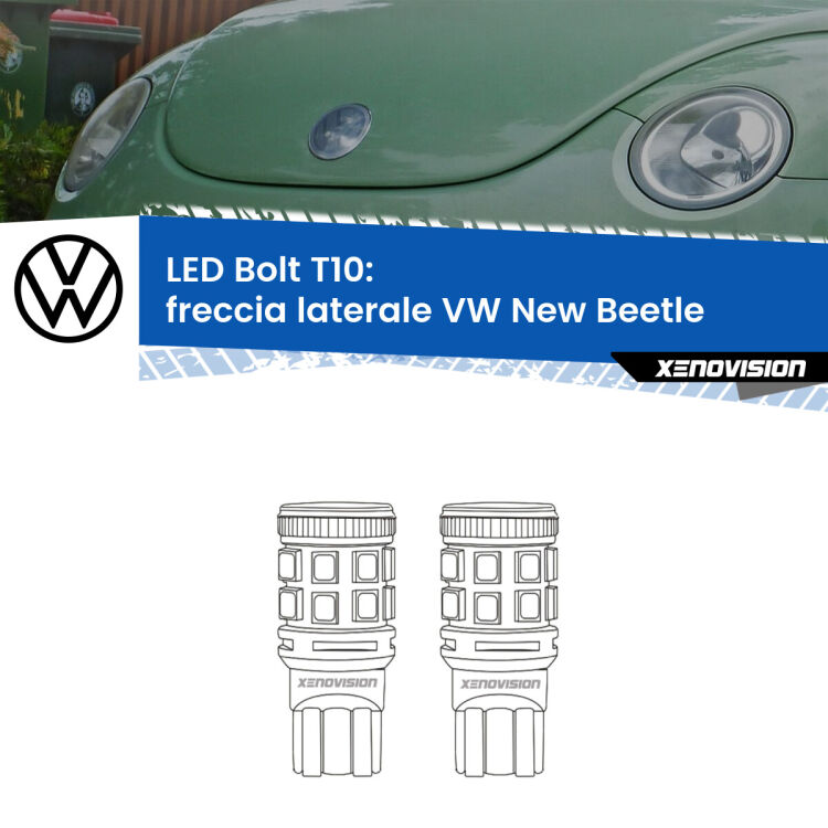 <strong>Freccia laterale LED per VW New Beetle</strong>  1998 - 2005. Coppia lampade <strong>T10</strong> modello Bolt canbus.