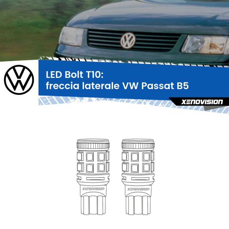 <strong>Freccia laterale LED per VW Passat</strong> B5 faro bianco. Coppia lampade <strong>T10</strong> modello Bolt canbus.