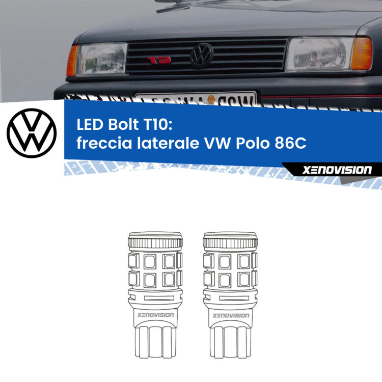 <strong>Freccia laterale LED per VW Polo</strong> 86C 1981 - 1993. Coppia lampade <strong>T10</strong> modello Bolt canbus.