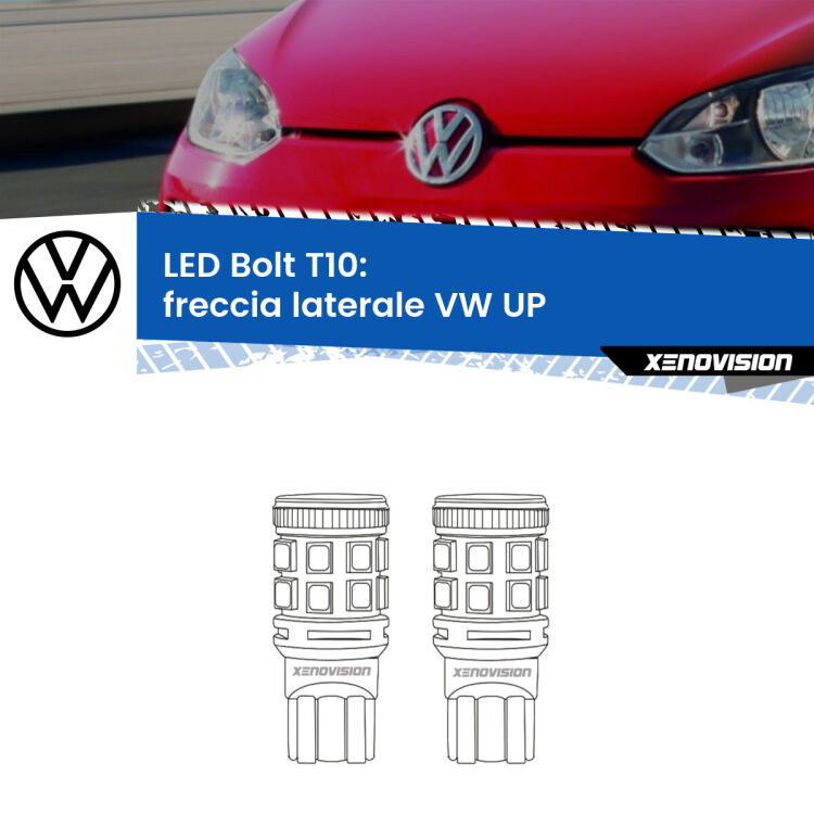 <strong>Freccia laterale LED per VW UP</strong>  2011 in poi. Coppia lampade <strong>T10</strong> modello Bolt canbus.