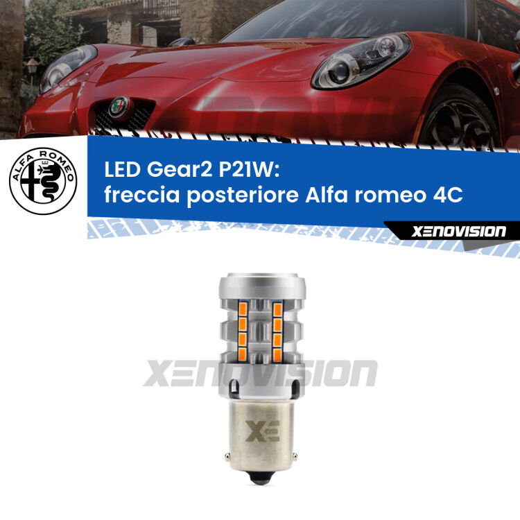 FINE SERIE: NO GARANZIA <strong>Freccia posteriore LED no-spie per Alfa romeo 4C</strong>  2013 in poi. Lampada <strong>P21W</strong> modello Gear2 no Hyperflash.