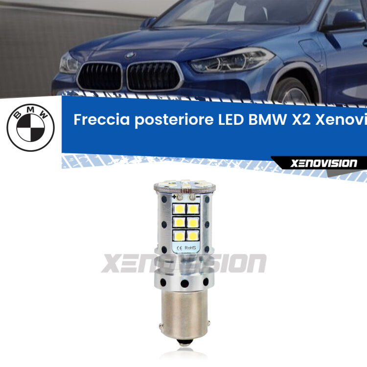 <strong>LED </strong><strong>P21W</strong><strong> p</strong><strong><strong>e</strong>r freccia posteriore BMW X2</strong>. 8x volte più luce, No Hyperflash, dimensioni compatte. Qualità Massima.