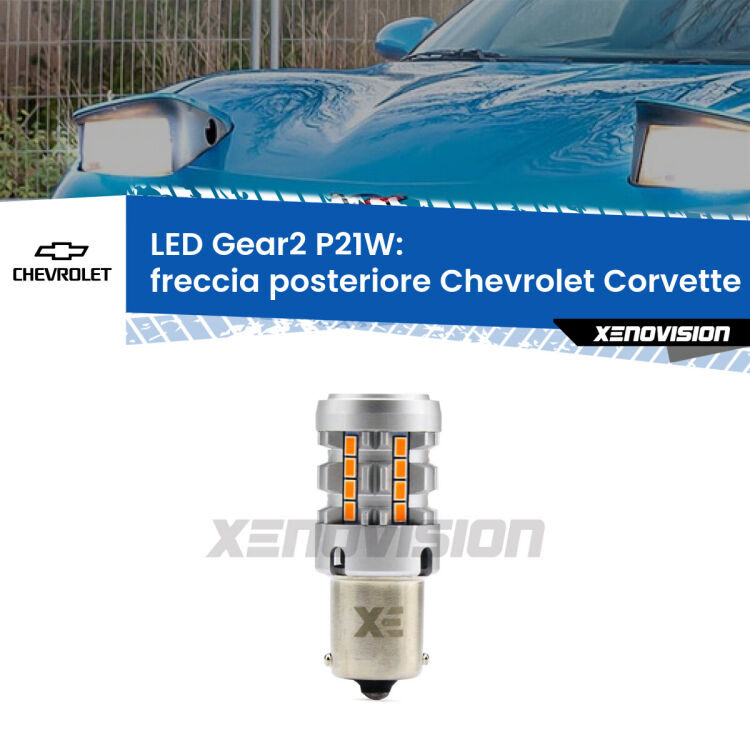 FINE SERIE: NO GARANZIA <strong>Freccia posteriore LED no-spie per Chevrolet Corvette</strong> C5 1997 - 2004. Lampada <strong>P21W</strong> modello Gear2 no Hyperflash.