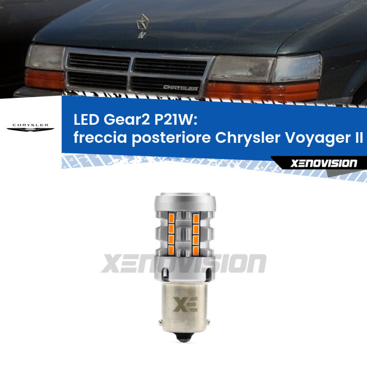 FINE SERIE: NO GARANZIA <strong>Freccia posteriore LED no-spie per Chrysler Voyager II</strong>  1990 - 1995. Lampada <strong>P21W</strong> modello Gear2 no Hyperflash.