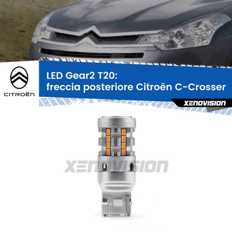 FINE SERIE: NO GARANZIA <strong>Freccia posteriore LED no-spie per Citroën C-Crosser</strong>  2007 - 2012. Lampada <strong>T20</strong> modello Gear2 no Hyperflash.