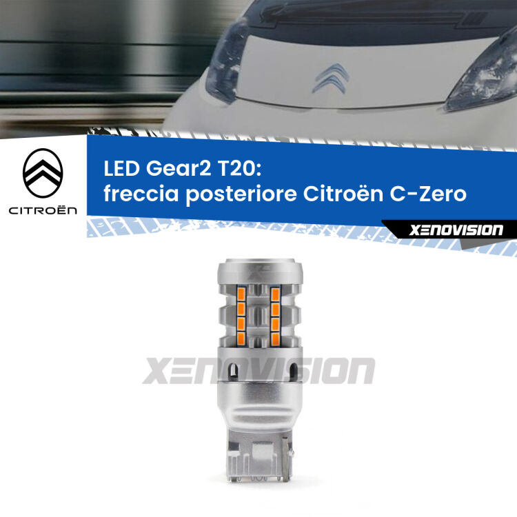 FINE SERIE: NO GARANZIA <strong>Freccia posteriore LED no-spie per Citroën C-Zero</strong>  2010 - 2019. Lampada <strong>T20</strong> modello Gear2 no Hyperflash.