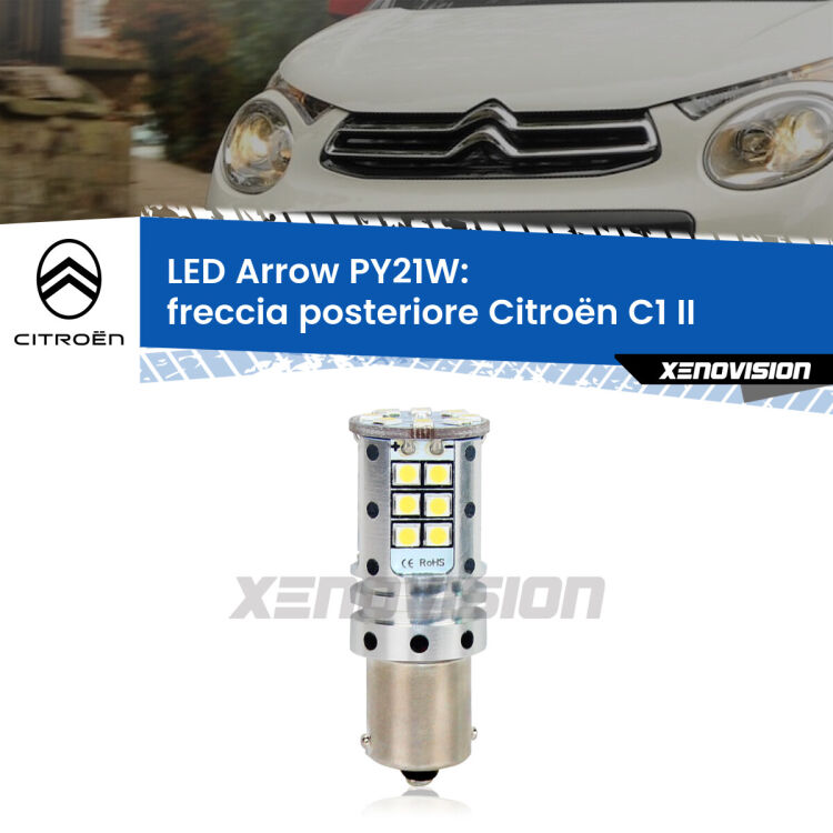 <strong>Freccia posteriore LED no-spie per Citroën C1</strong> II 2014 in poi. Lampada <strong>PY21W</strong> modello top di gamma Arrow.