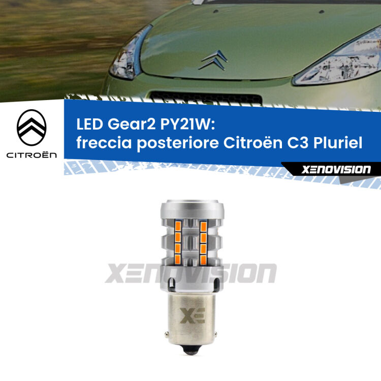 FINE SERIE: NO GARANZIA <strong>Freccia posteriore LED no-spie per Citroën C3 Pluriel</strong>  2003 - 2010. Lampada <strong>PY21W</strong> modello Gear2 no Hyperflash.