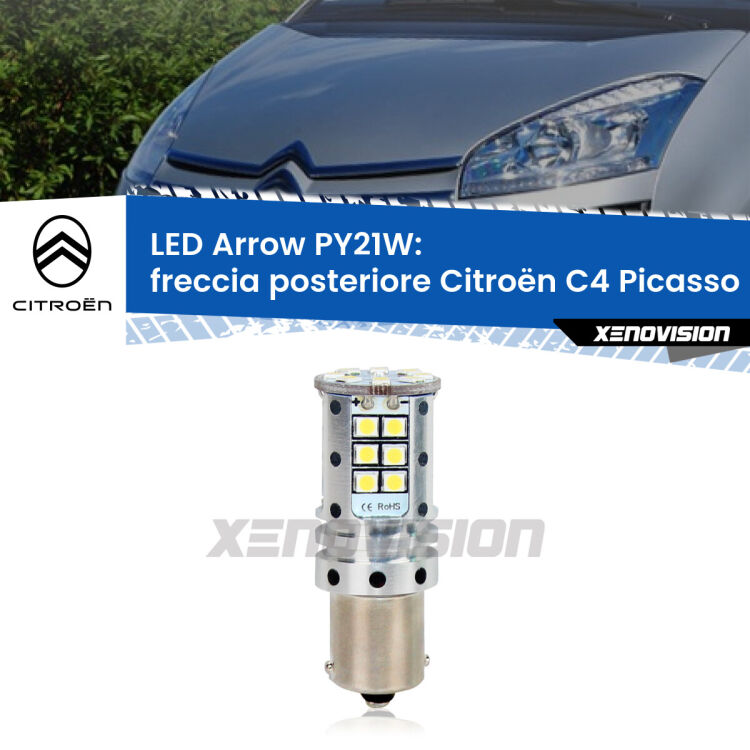 <strong>Freccia posteriore LED no-spie per Citroën C4 Picasso</strong>  2006 - 2013. Lampada <strong>PY21W</strong> modello top di gamma Arrow.