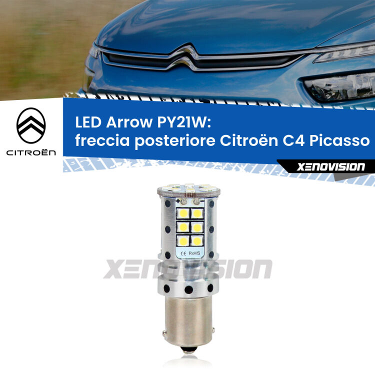 <strong>Freccia posteriore LED no-spie per Citroën C4 Picasso</strong> II 2013 in poi. Lampada <strong>PY21W</strong> modello top di gamma Arrow.