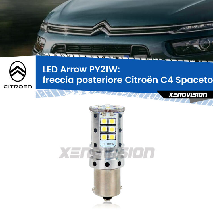 <strong>Freccia posteriore LED no-spie per Citroën C4 Spacetourer</strong>  restyling. Lampada <strong>PY21W</strong> modello top di gamma Arrow.