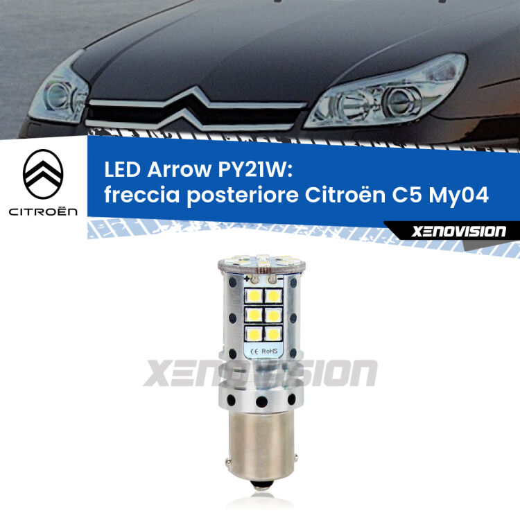 <strong>Freccia posteriore LED no-spie per Citroën C5</strong> My04 2004 - 2008. Lampada <strong>PY21W</strong> modello top di gamma Arrow.