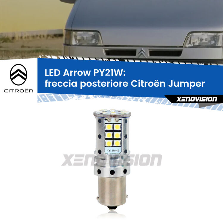 <strong>Freccia posteriore LED no-spie per Citroën Jumper</strong>  1994 - 2002. Lampada <strong>PY21W</strong> modello top di gamma Arrow.