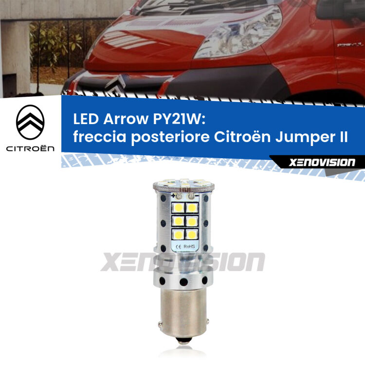 <strong>Freccia posteriore LED no-spie per Citroën Jumper</strong> II 2002 in poi. Lampada <strong>PY21W</strong> modello top di gamma Arrow.