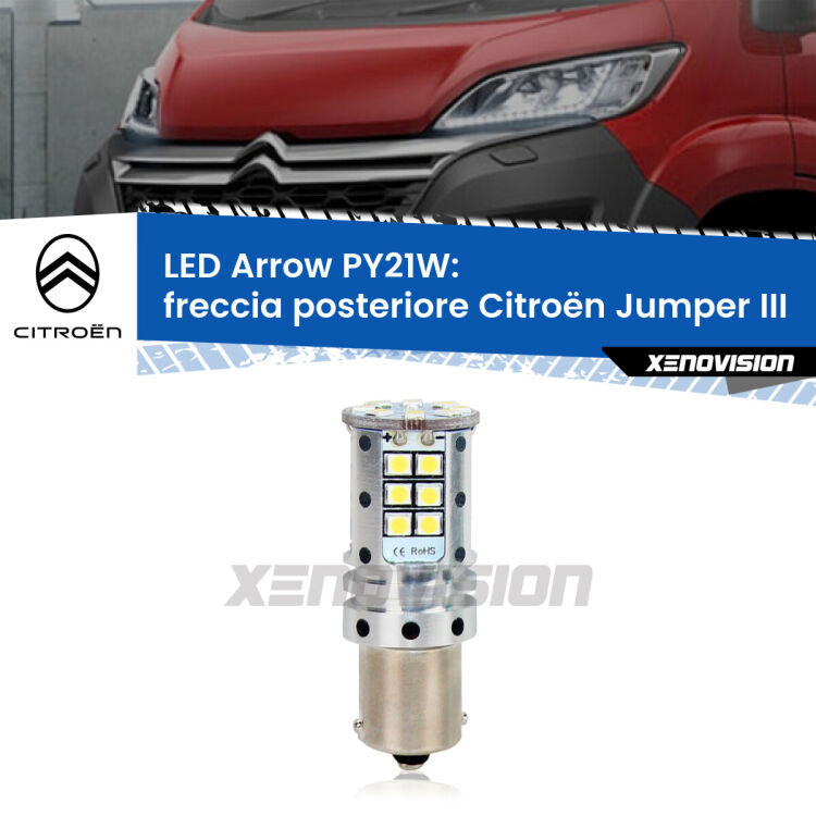 <strong>Freccia posteriore LED no-spie per Citroën Jumper</strong> III in poi. Lampada <strong>PY21W</strong> modello top di gamma Arrow.