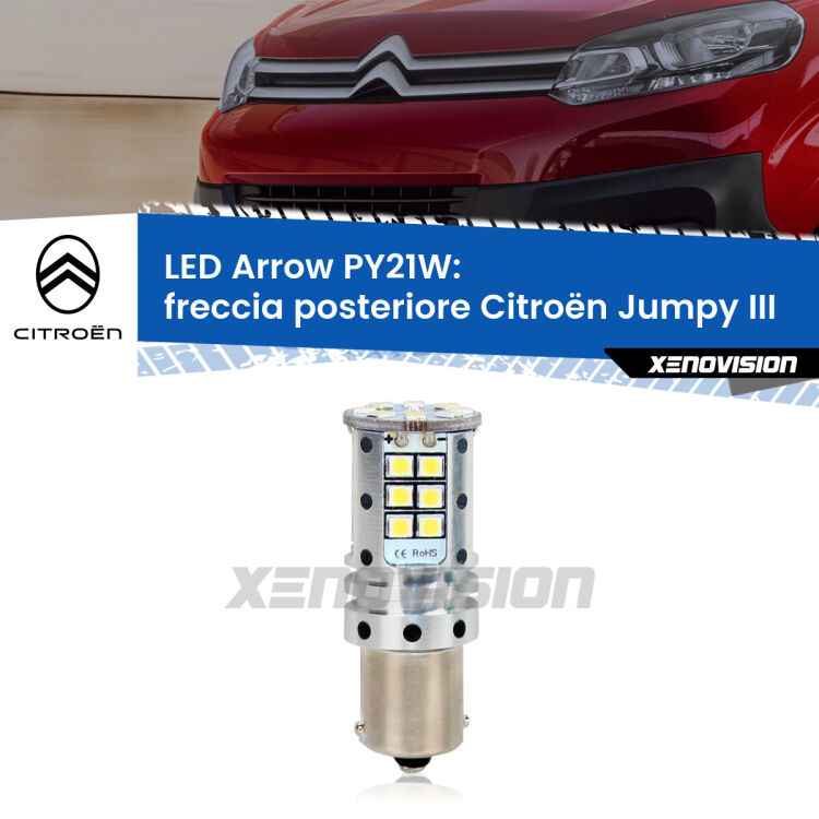 <strong>Freccia posteriore LED no-spie per Citroën Jumpy</strong> III 2016 in poi. Lampada <strong>PY21W</strong> modello top di gamma Arrow.