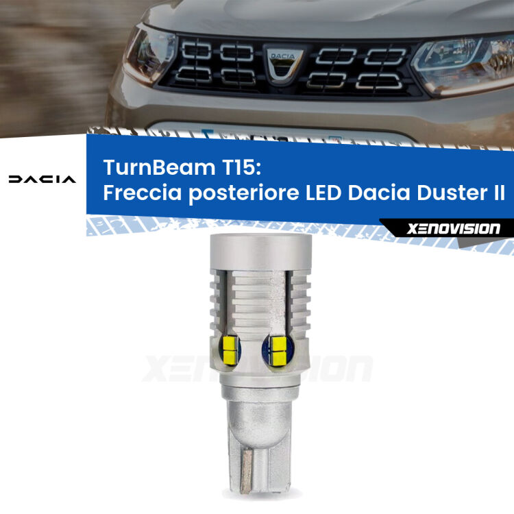 <strong>LED freccia posteriore Dacia Duster </strong>II. Una lampada LED T15 per Frecce, ottima resa in ogni direzione, Qualità Massima.