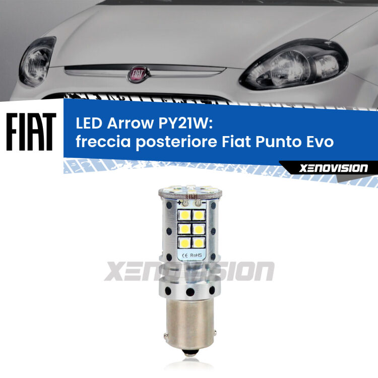 <strong>Freccia posteriore LED no-spie per Fiat Punto Evo</strong>  2009 - 2015. Lampada <strong>PY21W</strong> modello top di gamma Arrow.