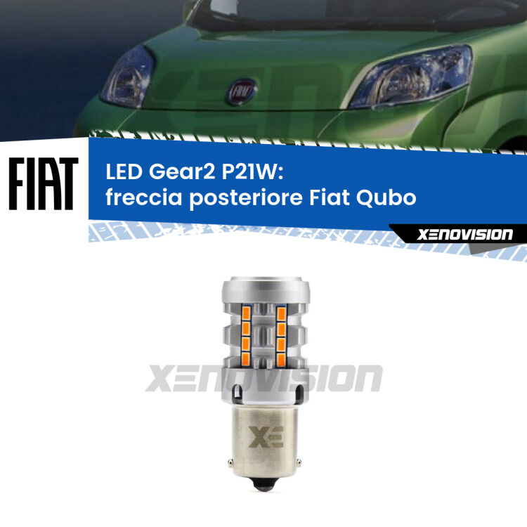 FINE SERIE: NO GARANZIA <strong>Freccia posteriore LED no-spie per Fiat Qubo</strong>  2008 - 2021. Lampada <strong>P21W</strong> modello Gear2 no Hyperflash.