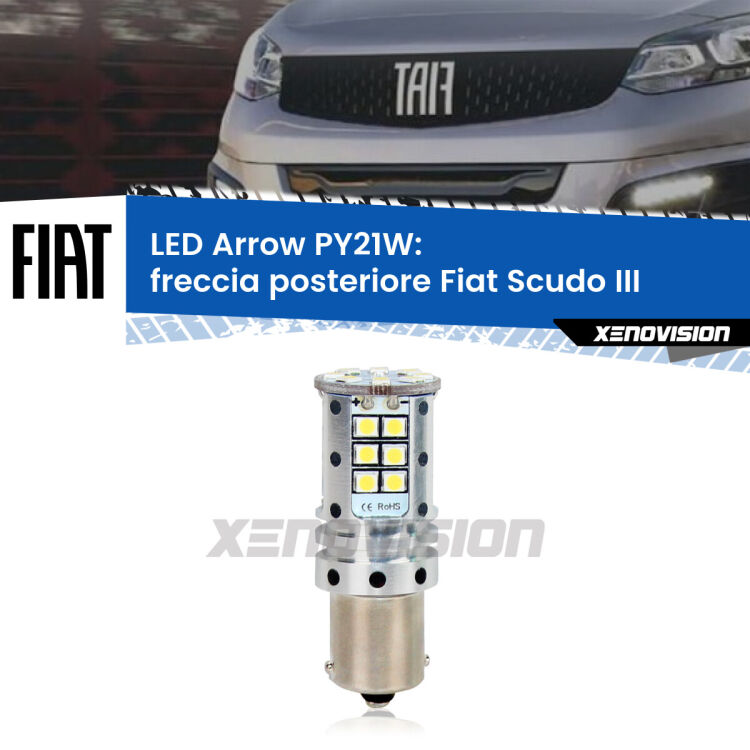 <strong>Freccia posteriore LED no-spie per Fiat Scudo</strong> III 2022 in poi. Lampada <strong>PY21W</strong> modello top di gamma Arrow.