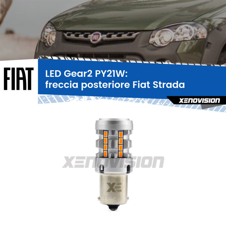 FINE SERIE: NO GARANZIA <strong>Freccia posteriore LED no-spie per Fiat Strada</strong>  faro bianco. Lampada <strong>PY21W</strong> modello Gear2 no Hyperflash.