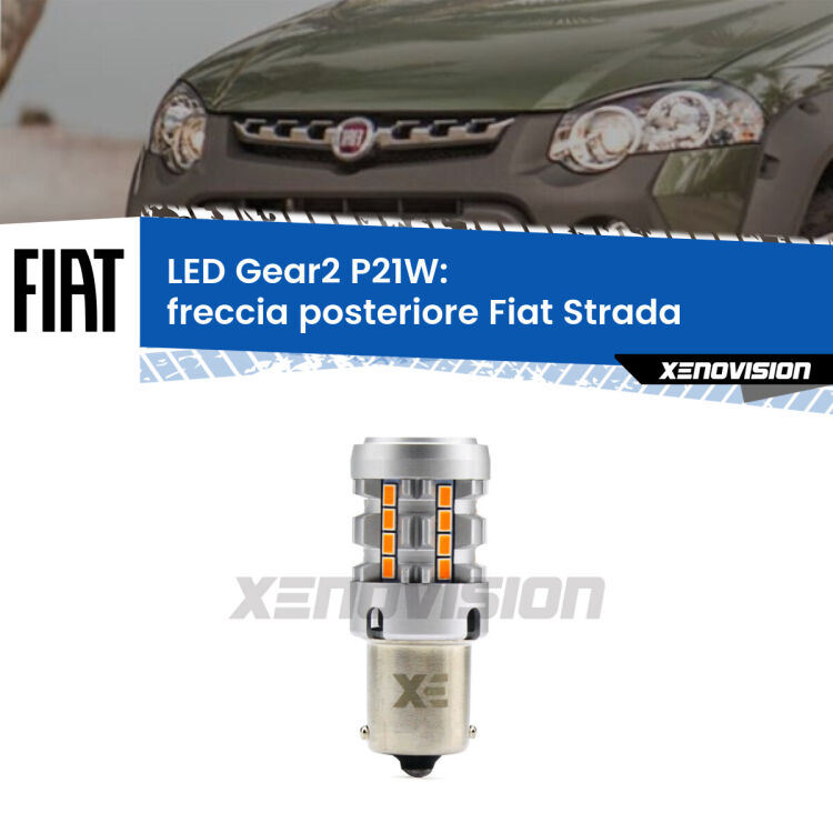 FINE SERIE: NO GARANZIA <strong>Freccia posteriore LED no-spie per Fiat Strada</strong>  faro giallo. Lampada <strong>P21W</strong> modello Gear2 no Hyperflash.