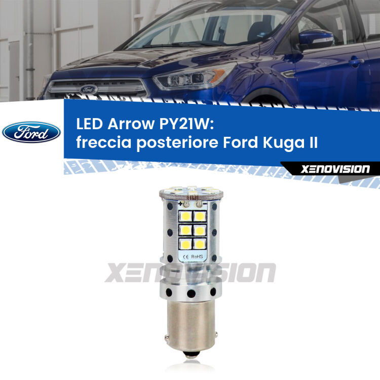 <strong>Freccia posteriore LED no-spie per Ford Kuga II</strong>  2012 - 2015. Lampada <strong>PY21W</strong> modello top di gamma Arrow.