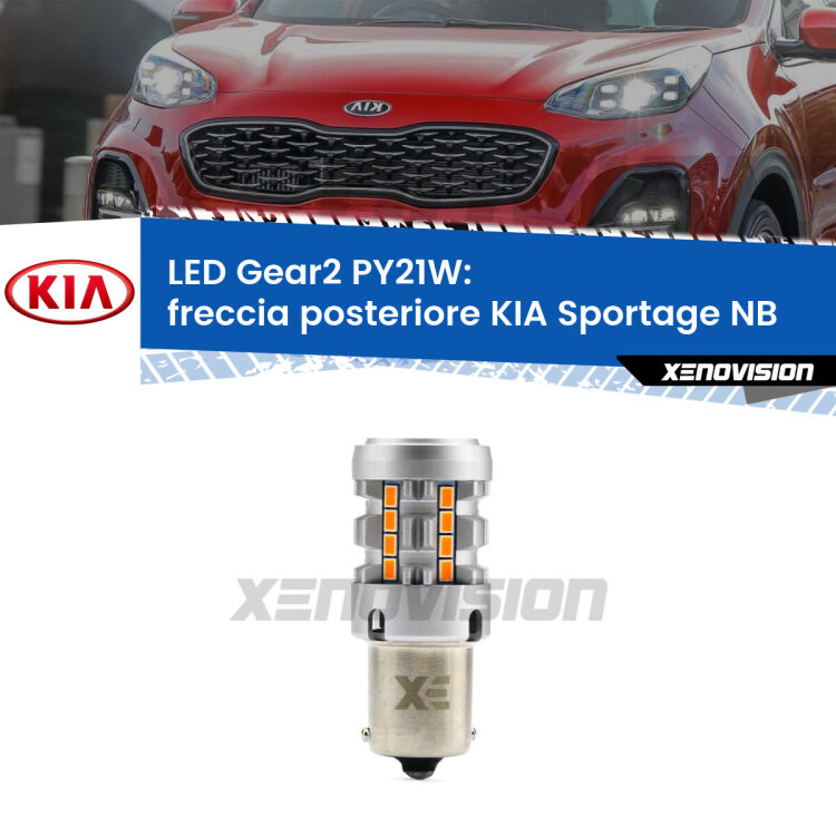 FINE SERIE: NO GARANZIA <strong>Freccia posteriore LED no-spie per KIA Sportage</strong> NB 1993 - 2003. Lampada <strong>PY21W</strong> modello Gear2 no Hyperflash.