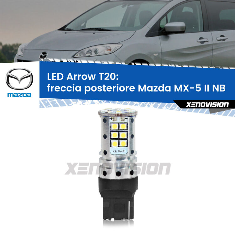 <strong>Freccia posteriore LED no-spie per Mazda MX-5 II</strong> NB faro giallo. Lampada <strong>T20</strong> no Hyperflash modello Arrow.