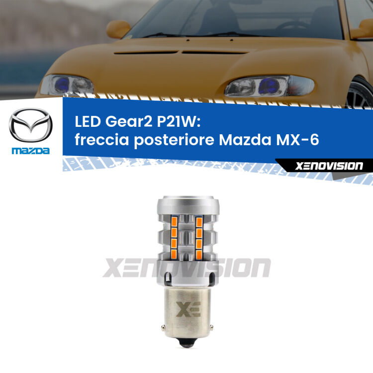 FINE SERIE: NO GARANZIA <strong>Freccia posteriore LED no-spie per Mazda MX-6</strong>  1992 - 1997. Lampada <strong>P21W</strong> modello Gear2 no Hyperflash.