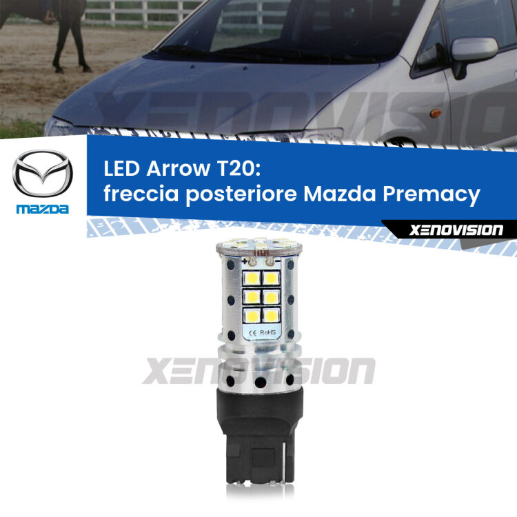 <strong>Freccia posteriore LED no-spie per Mazda Premacy</strong>  1999 - 2005. Lampada <strong>T20</strong> no Hyperflash modello Arrow.