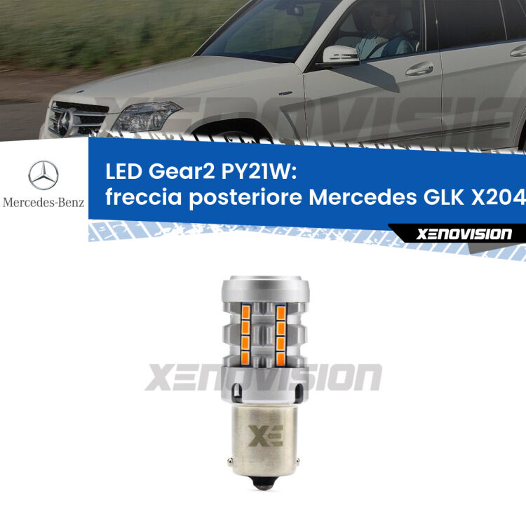 FINE SERIE: NO GARANZIA <strong>Freccia posteriore LED no-spie per Mercedes GLK</strong> X204 2008 - 2015. Lampada <strong>PY21W</strong> modello Gear2 no Hyperflash.