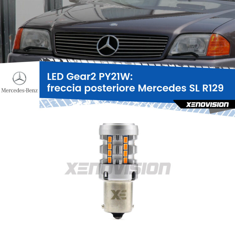 FINE SERIE: NO GARANZIA <strong>Freccia posteriore LED no-spie per Mercedes SL</strong> R129 faro bianco. Lampada <strong>PY21W</strong> modello Gear2 no Hyperflash.