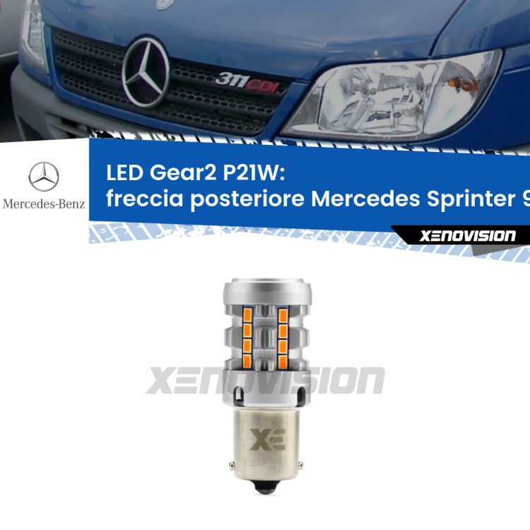 FINE SERIE: NO GARANZIA <strong>Freccia posteriore LED no-spie per Mercedes Sprinter</strong> 903 1995 - 2006. Lampada <strong>P21W</strong> modello Gear2 no Hyperflash.