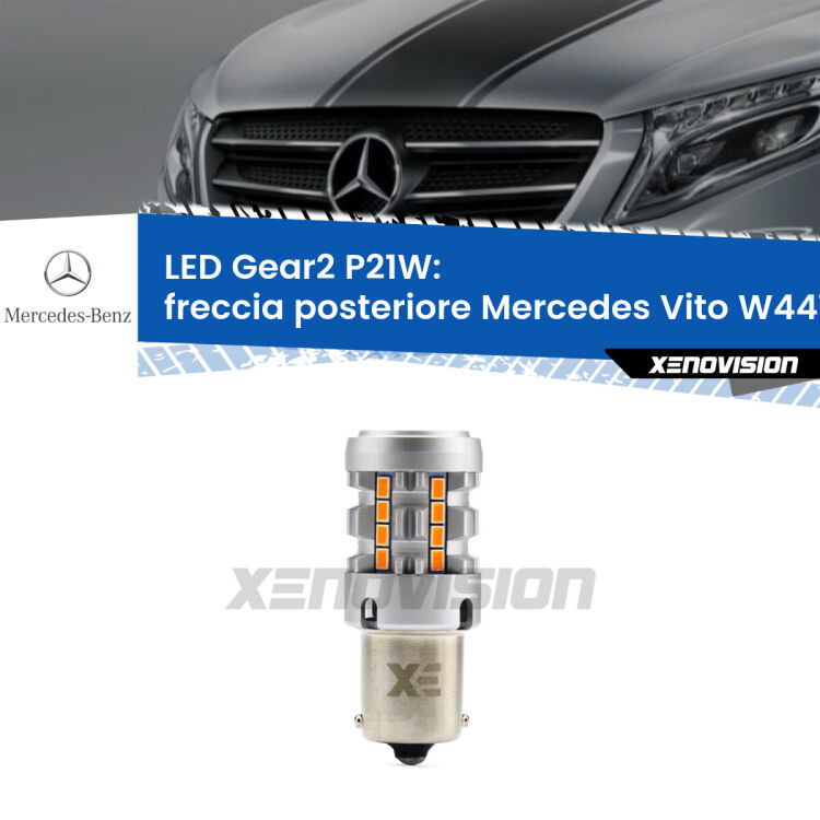 FINE SERIE: NO GARANZIA <strong>Freccia posteriore LED no-spie per Mercedes Vito</strong> W447 2014 in poi. Lampada <strong>P21W</strong> modello Gear2 no Hyperflash.